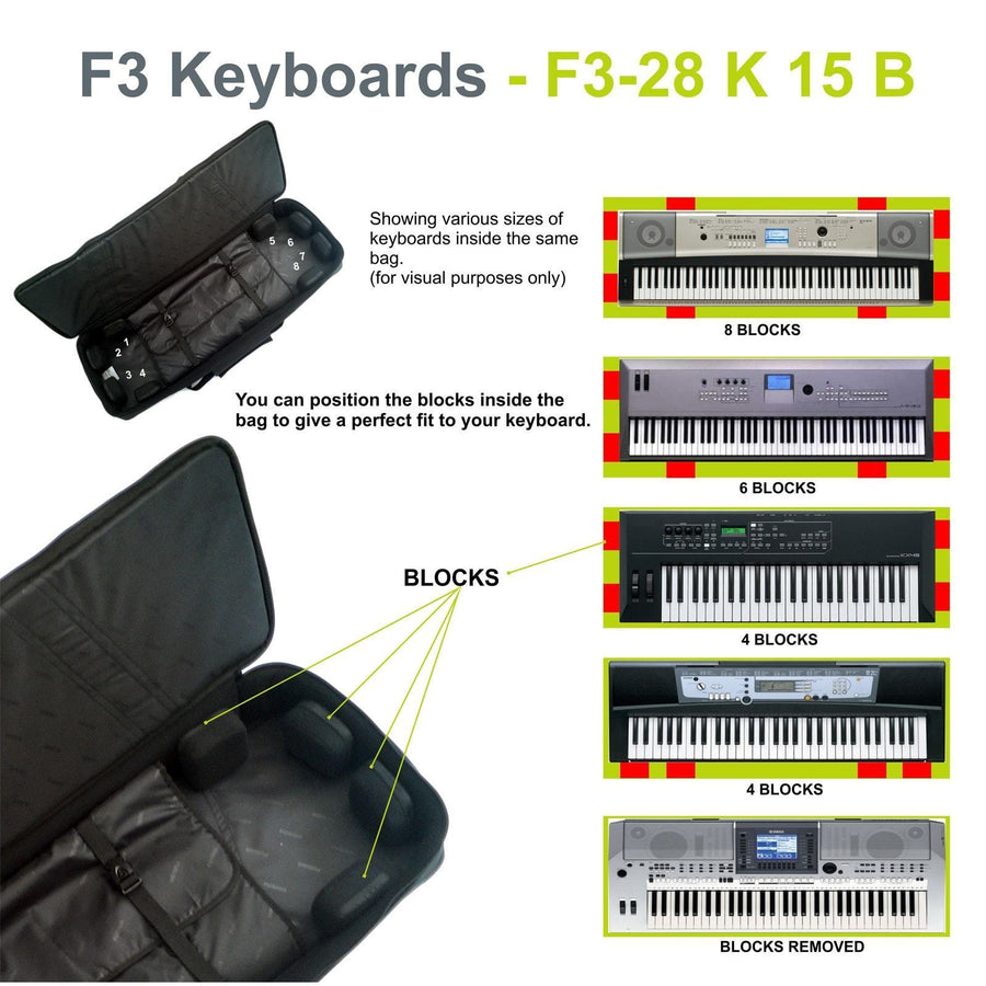 Gig Bag for Keyboard 15 (76-88 keys), Keyboard & Synthesizer gig bags,- Fusion-Bags.com - Keyboard 15 (76-88 keys) Gig Bag - Fusion-Bags.com