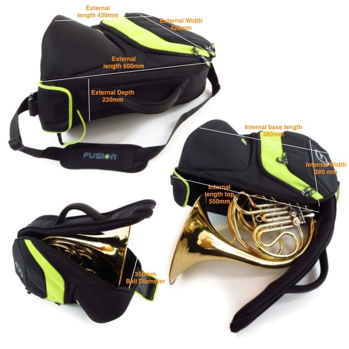 Premium French Horn (Fixed Bell) Bag - Premium French Horn (Fixed Bell) Bag - Fusion-Bags.com