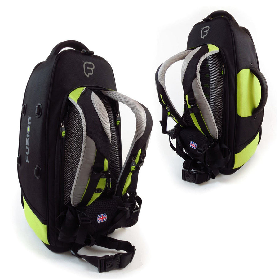 Backpack system on Baritone Horn Gig Bag / Case in lime