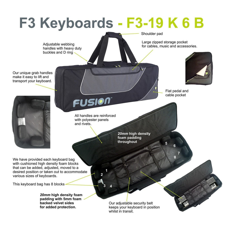Gig Bag for Keyboard 06 (61-76 keys), Keyboard & Synthesizer gig bags,- Fusion-Bags.com - Keyboard 06 (61-76 keys) Gig Bag - Fusion-Bags.com