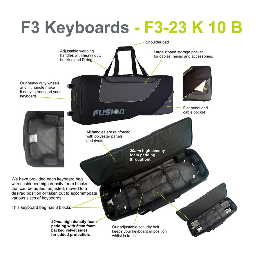 Gig Bag for Keyboard 10 (61-76 keys), Keyboard & Synthesizer gig bags,- Fusion-Bags.com - Keyboard 10 (61-76 keys) Gig Bag - Fusion-Bags.com