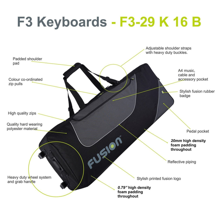 Gig Bag for Keyboard 16 (76-88 keys), Keyboard & Synthesizer gig bags,- Fusion-Bags.com - Keyboard 16 (76-88 keys) Gig Bag - Fusion-Bags.com